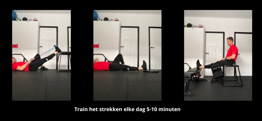 Train het strekken elke dag 5-10 minuten.